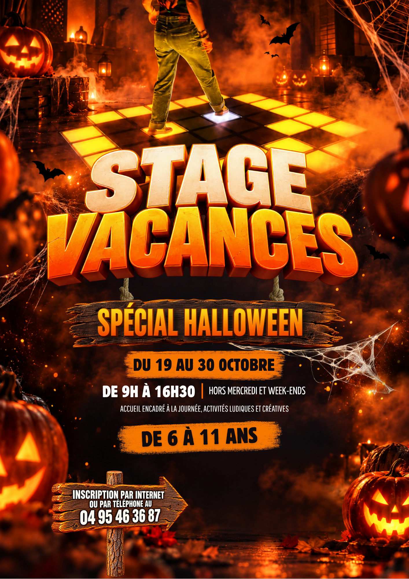 Stage vacances spécial Halloween Giocà, du 19 au 30 octobre 2026, de 6 à 11 ans.